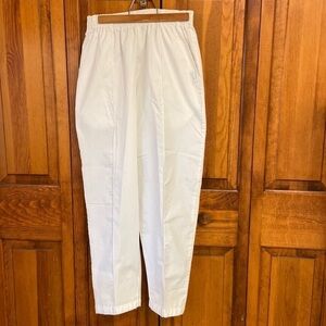 Landau White Cotton/Polyester Scrub Pants Med Petite